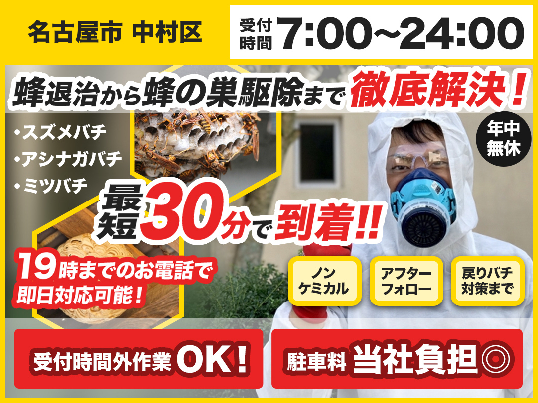 蜂の巣駆除専門救急車【名古屋市 中村区エリア】のメイン画像